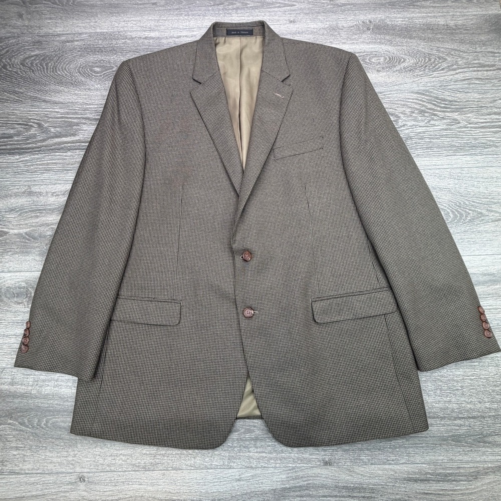 Lauren Ralph Lauren Blazer Mens 48L Brown Houndstooth Jacket Sport Coat Stretch